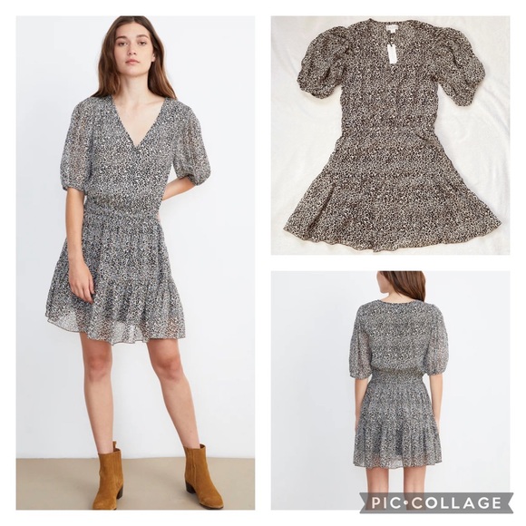 Velvet by Graham & Spencer Dresses & Skirts - Velvet by Graham & Spencer • Saskia Leopard-Print Puff-Sleeve Dress